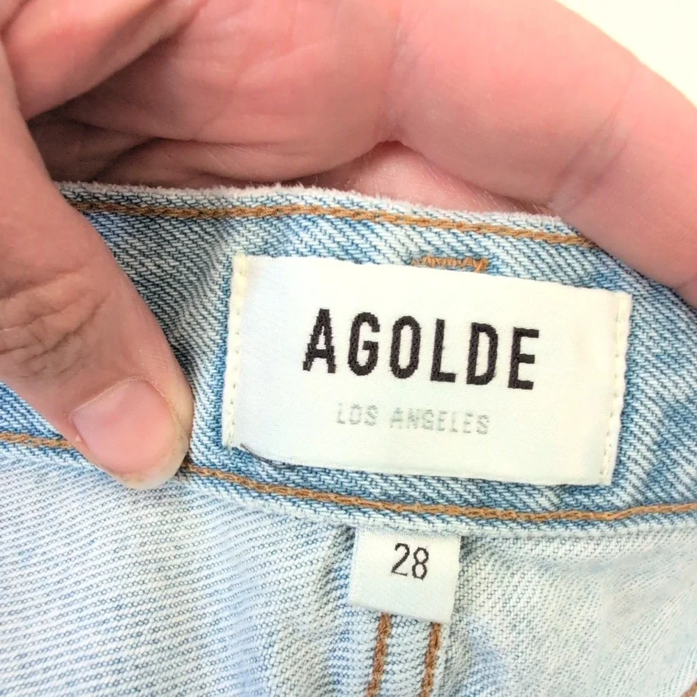 AGOLDE Parker Long High Rise Light Wash Denim Shorts 28 A9030-1141 Cutoffs